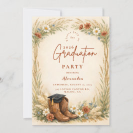 Rustic Cowgirl Graduation Party Inbjudningar
