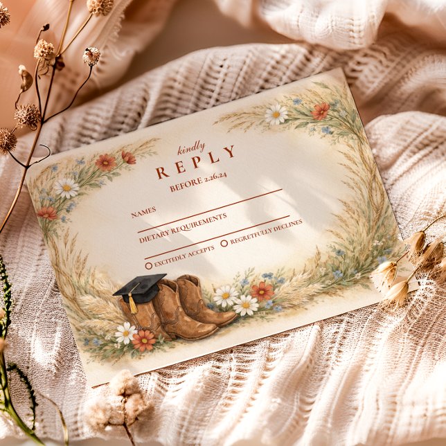 Rustic Cowgirl Graduation Party OSA Kort (Skapare uppladdad)