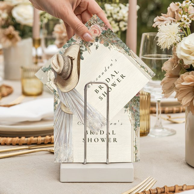 Rustic Cowgirl Hat Floral Bridal Shower Pappersservett (Skapare uppladdad)