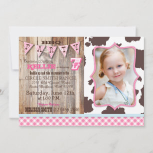 Rustic Cowgirl Western Theme Birthday-inbjudningar Inbjudningar