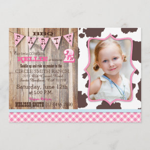 Rustic Cowgirl Western Theme Birthday-inbjudningar Inbjudningar