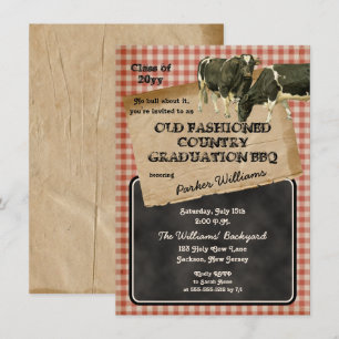 Rustic Cows Beef Backyard Grad Cookout BBQ Picnic Inbjudningar