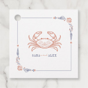 Rustic Crab Beach Wedding Gåvor Etiketter