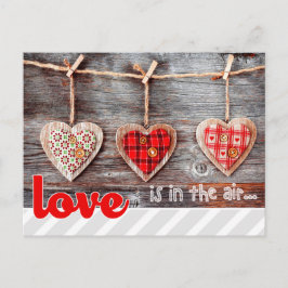 Rustic Craft Hearts Valentine Day Postcard Helg Vykort