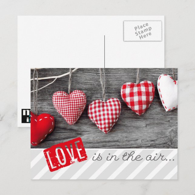 Rustic Craft Hearts Valentine Day Postcard Helg Vykort (Fram/baksida)