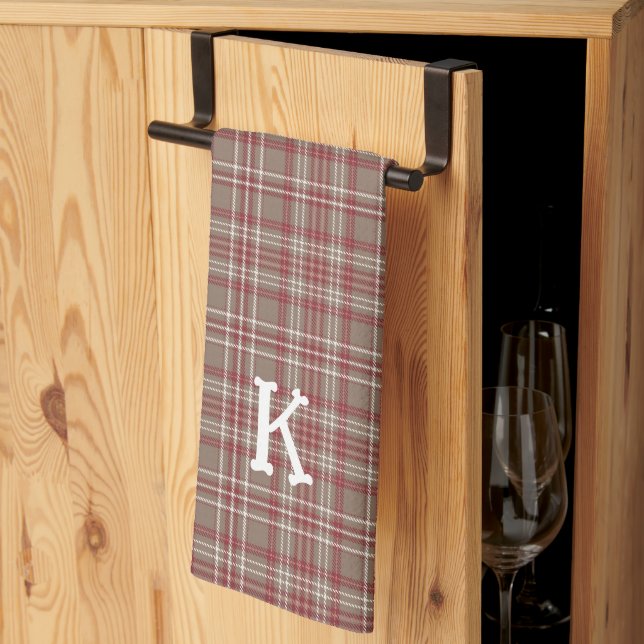 Rustic Cranberry, Dark Tan & White Plaid Kitchen  Kökshandduk (Thirds Fold)