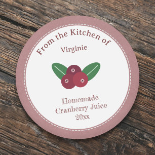 Rustic Cranberry Juice Label Sticker Runt Klistermärke