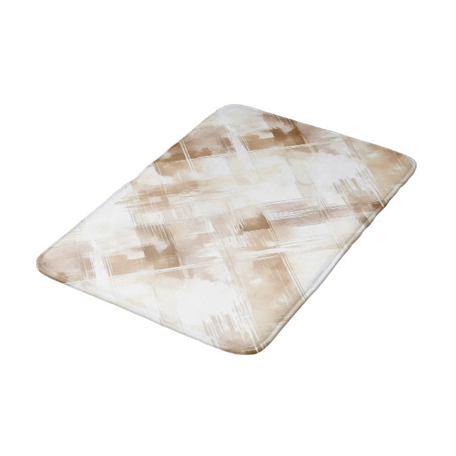 Rustic Cream Brown Stripes Birthday Badrumsmatta (Vinklad)