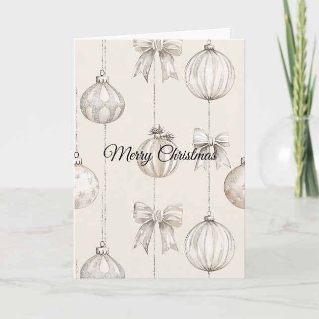Rustic Cream Snowflakes Ornaments Christmas Kort (Framsida)