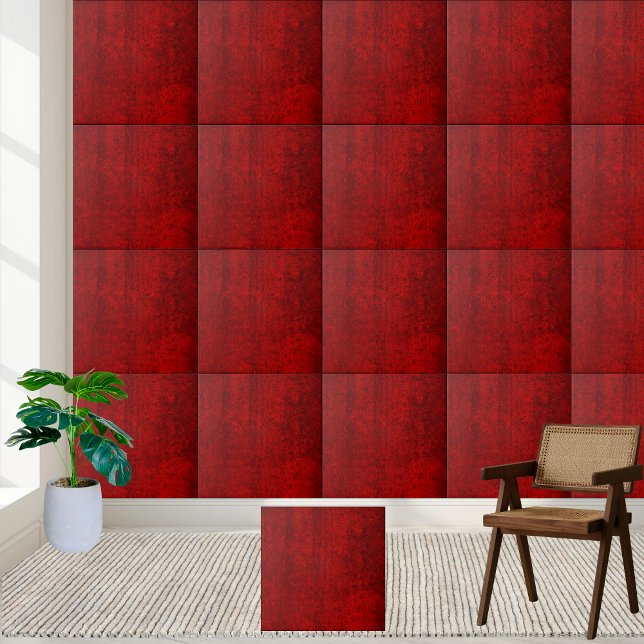 Rustic Crimson Red Grunge Struktur Ceramic Tile Kakelplatta (Rustic Crimson Red Grunge Texture Ceramic Tile)