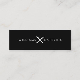 Rustic Crossed Fork Knivar Logotyp Black Mini Visitkort