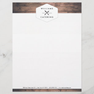 Rustic Crossed Fork Knivar Logotyp Catering Brevhuvud