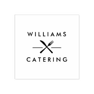 Rustic Crossed Fork Knivar Logotyp Catering Stämpel