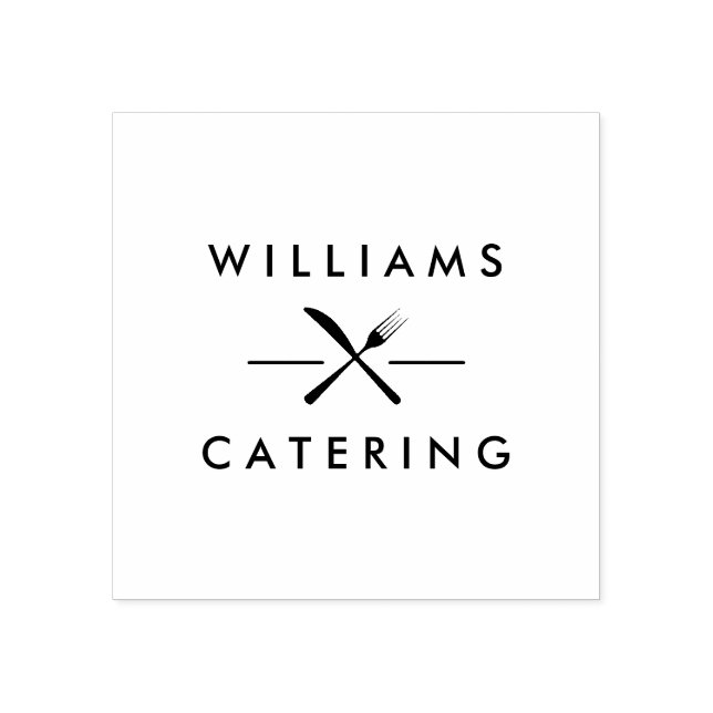 Rustic Crossed Fork Knivar Logotyp Catering Stämpel (Tryck)