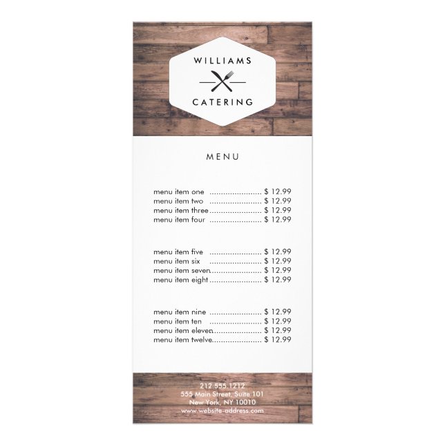 Rustic Crossed Fork Knivar Logotyp Distress Wood I Reklamkort (Framsidan)