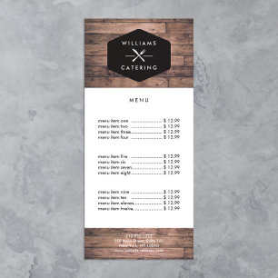 Rustic Crossed Fork Knivar Logotyp Distress Wood I Reklamkort
