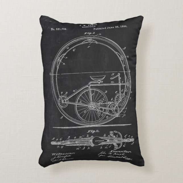Rustic Cushions Blueprint Bicycle Patent Prydnadskudde (Framsidan(Vertikal))