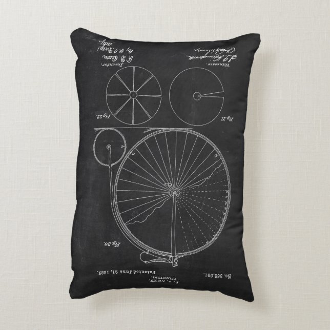 Rustic Cushions Blueprint Penny Farthing Patent Prydnadskudde (Baksidan(Vertikal))