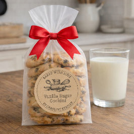 Rustic Custom Homemade Cookies Kraft Paper Runt Klistermärke