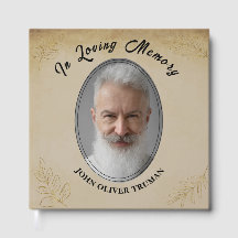 Rustic Custom Text Photo Memorial Funeral Leaves