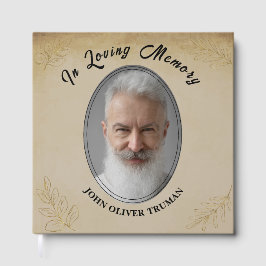 Rustic Custom Text Photo Memorial Funeral Leaves Gästböcker