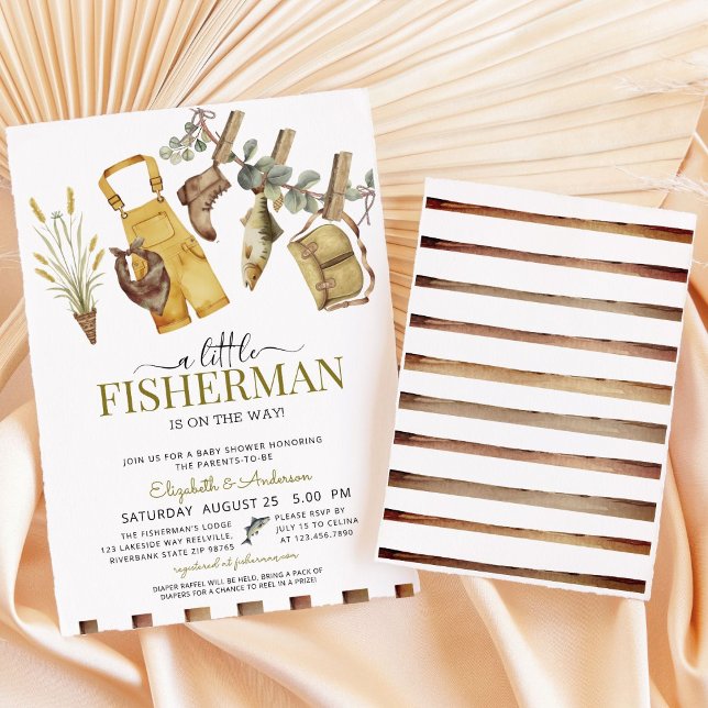 Rustic Cute Little Fisherman Baby Shower Inbjudningar (Skapare uppladdad)