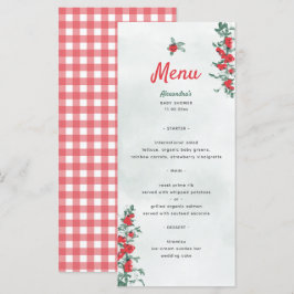 Rustic Cute Little Tomato Watercolor Baby Shower Meny
