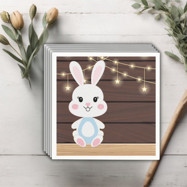 Rustic Cute White Bunny Baby Shower Pappersservett (Skapare uppladdad)