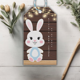 Rustic Cute White Bunny Baby Shower Presentetikett