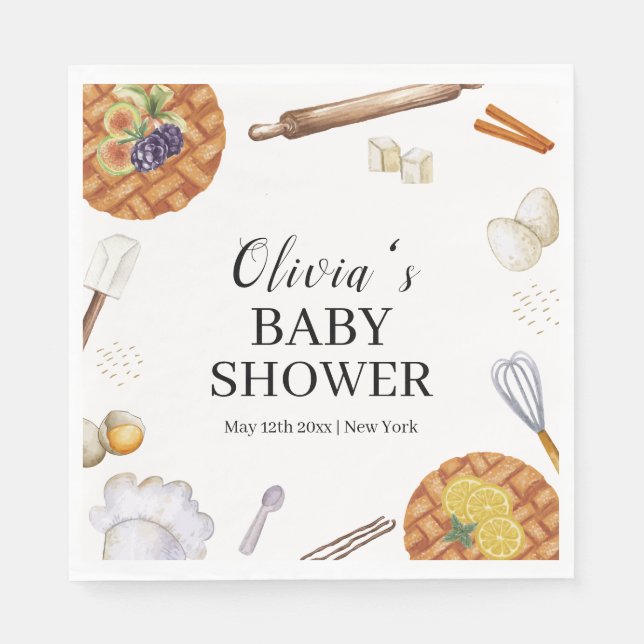 Rustic Cutie Baking Paj Baby Shower Pappersservett (Framsidan)