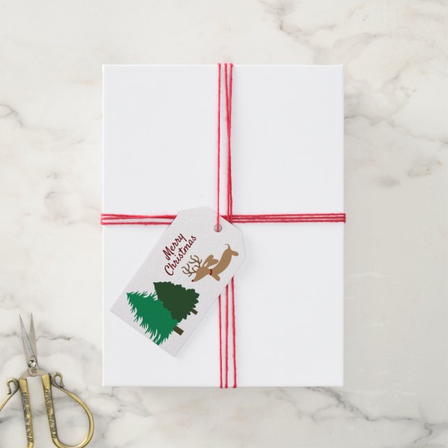 Rustic Dachshund Gift Märkre jul Doxie Presentetikett (Med Snöre)