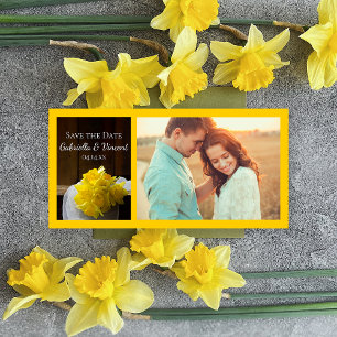 Rustic Daffodils Barn Wood Bröllop spara datum Datumet