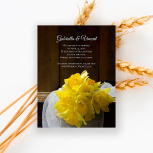 Rustic Daffodils Barn Wood Bröllop spara datum Magnetisk Inbjudningskort