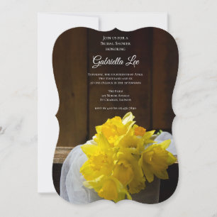 Rustic Daffodils Barn Wood Land Möhippa Inbjudningar