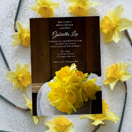 Rustic Daffodils Barn Wood Vår Möhippa Inbjudningar