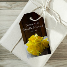 Rustic Daffodils Barn Wood Wedding Favor Märkres