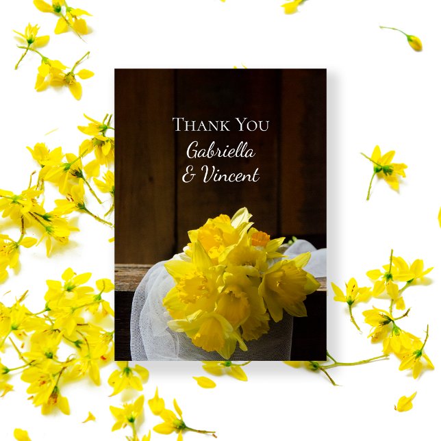 Rustic Daffodils och Barn Wood Bröllop Tack (Skapare uppladdad)