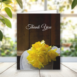 Rustic Daffodils och Barn Wood Bröllop Tack Kort