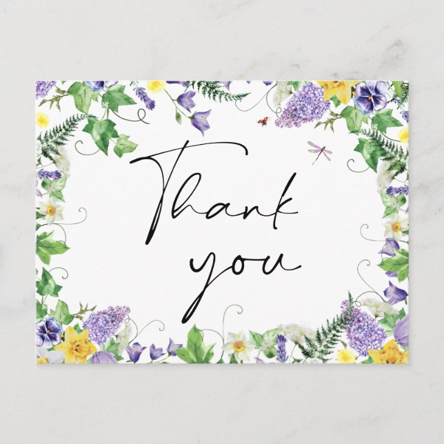 Rustic Daffodils och Wildblommor Tack Vykort (Framsida)