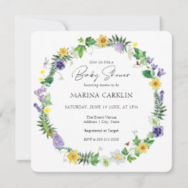 Rustic Daffodils, Wildblommor & Dikt Baby Shower Inbjudningar