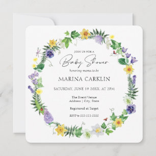 Rustic Daffodils, Wildblommor & Dikt Baby Shower Inbjudningar