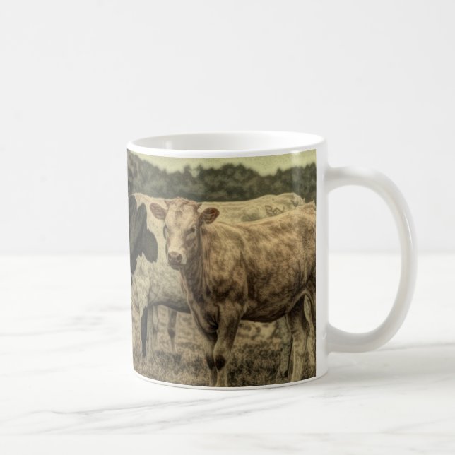Rustic Dairy Farm Animal Brown Swiss Cow Kaffemugg (Höger)