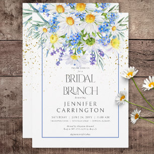 Rustic Daisy & Fält Flowers Bouquet Möhippa Brunch Inbjudningar