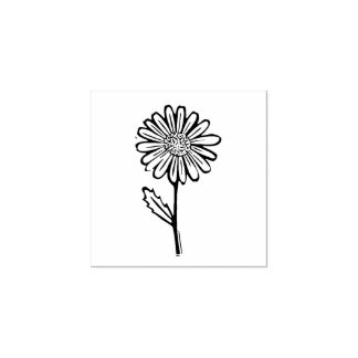 Rustic Daisy Flower och Stem Folk Art Printaking Stämpel