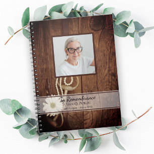 Rustic Daisy Horse Bit Funeral Memorial Guest Bok Anteckningsbok