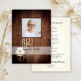 Rustic Daisy Horse Bit Western Funeral Service Program