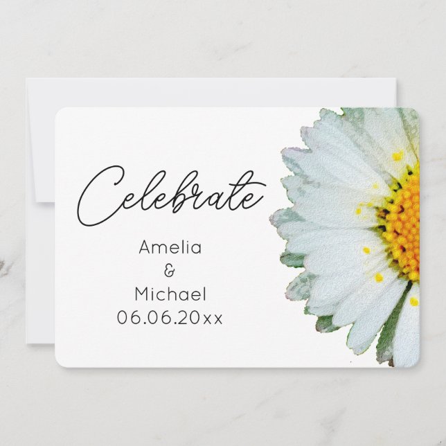 Rustic Daisy Summer Wedding Invitation Inbjudningar (Framsida)