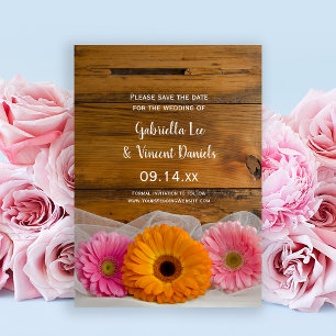 Rustic Daisy Trio Barn Bröllop spara datum Datumet