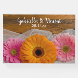 Rustic Daisy Trio och Barn Wood Landsbyggsbröllop Gästböcker