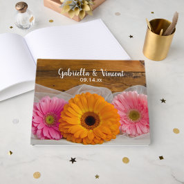Rustic Daisy Trio och Barn Wood Landsbyggsbröllop Gästböcker